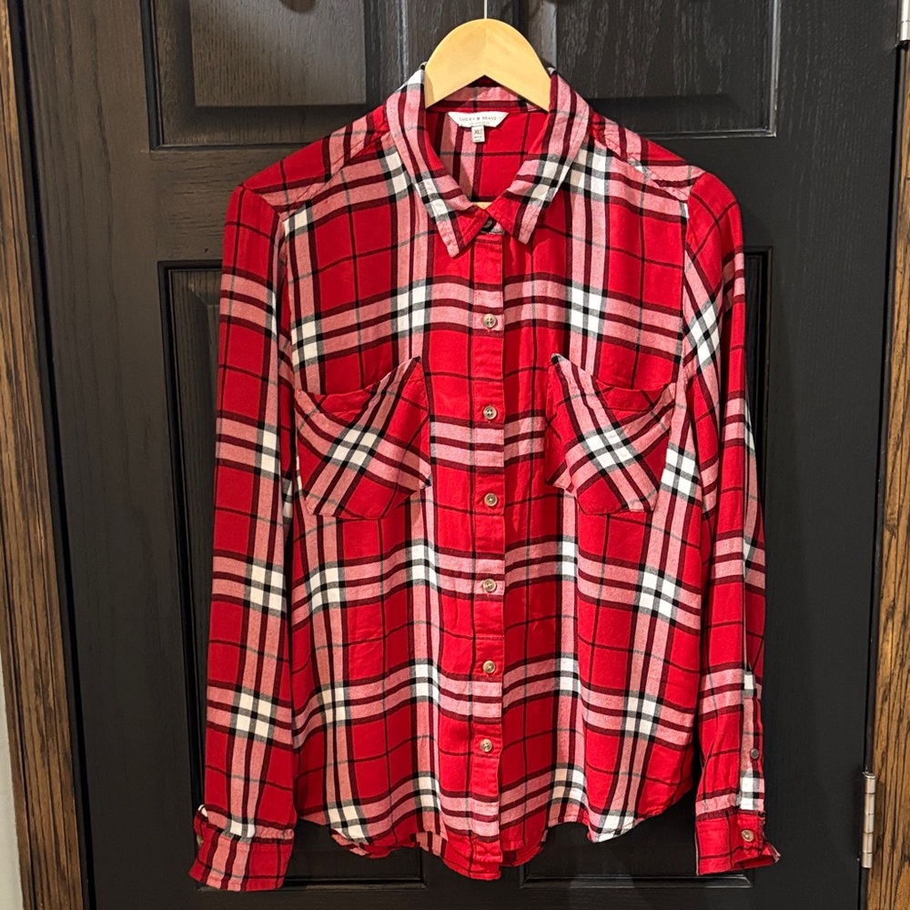 Lucky Brand Red Plaid Button-Down Shirt